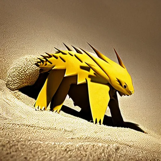 Prompt: national geographic professional photo of sandslash, award winning