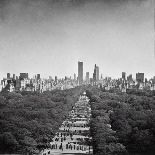 Prompt: black and white photo by stieglitz of central park in new york city, 1 9 3 3