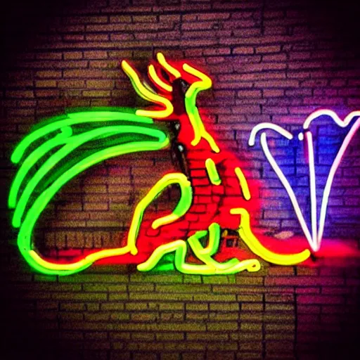 Image similar to “fire breathing dragon, neon graffiti, vivid colours”