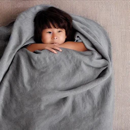 Image similar to kid cover under blanket from a scary big monster