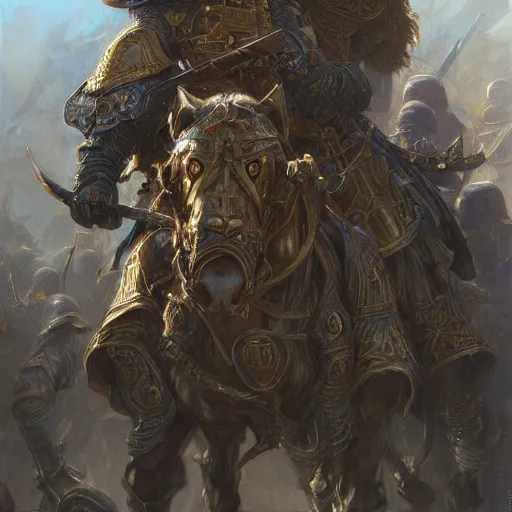 Prompt: the strongest persian warrior, face covered in shadows by his helmets, highly detailed painting by donato giancola and bayard wu, 8 k, digital art