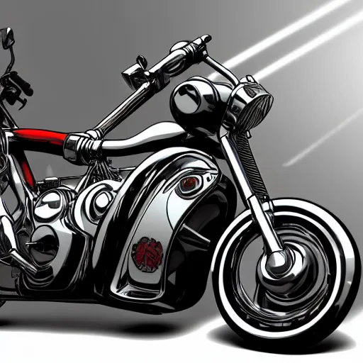 Image similar to cyberpunk motorcycle, realistic style, high detail, chrome, neon