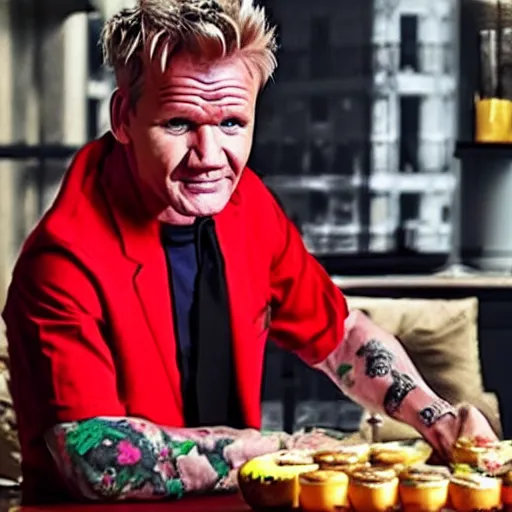 Image similar to Gordon Ramsay as the Joker