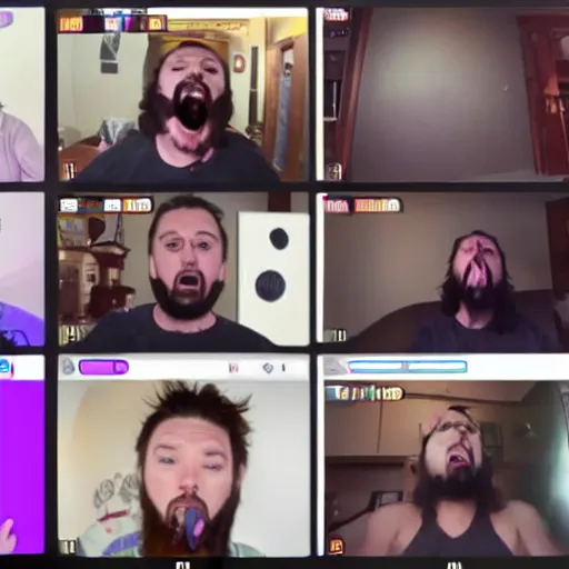 Prompt: jesus christ twitch stream, mouth wide open with his hands on his head, screenshot