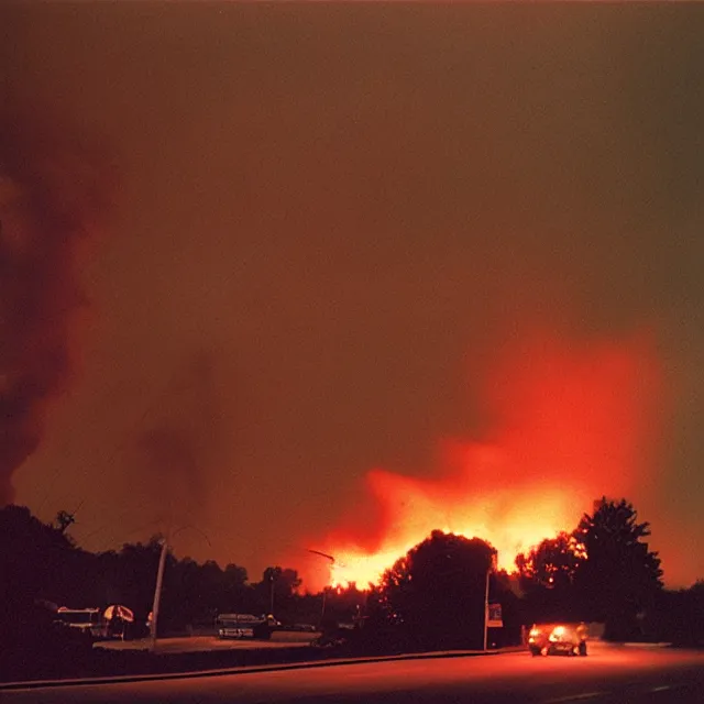 Image similar to the world is on fire and no one cares, photo by william eggelston