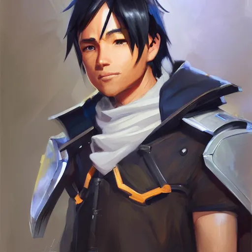 Image similar to greg manchess portrait painting of kirito as overwatch character, medium shot, asymmetrical, profile picture, organic painting, sunny day, matte painting, bold shapes, hard edges, street art, trending on artstation, by huang guangjian and gil elvgren and sachin teng