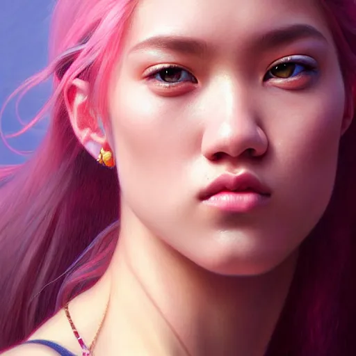 Image similar to portrait of jossi of blackpink, highly detailed, digital painting, smooth, sharp focus, illustration, ultra realistic, 8 k, strong and powerful confident art by artgerm and greg rutkowski and alphonse mucha