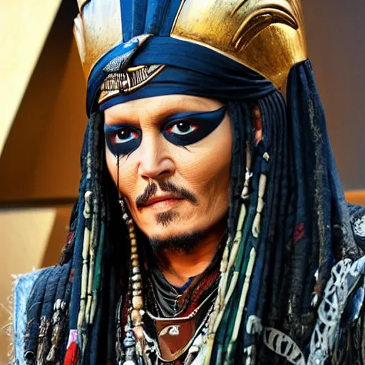 Image similar to johnny depp as osiris the ancient egyptian god