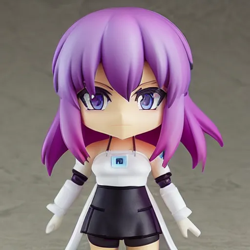 Image similar to neon white video game, neon violet, an anime nendoroid of neon violet, figurine, detailed product photo