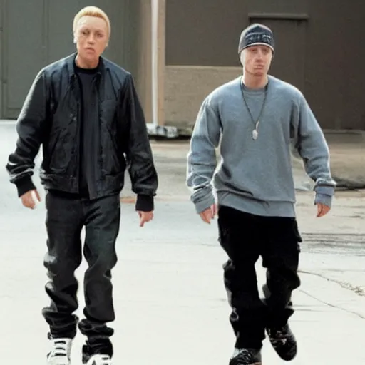 Image similar to Eminem in a movie with Christopher Walken
