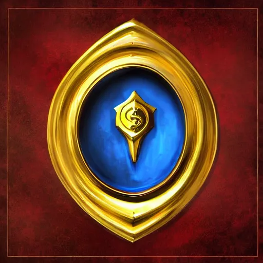 Prompt: gold signet of a fantasy trading company, trading company, blue, style of rossdraws, digital painting