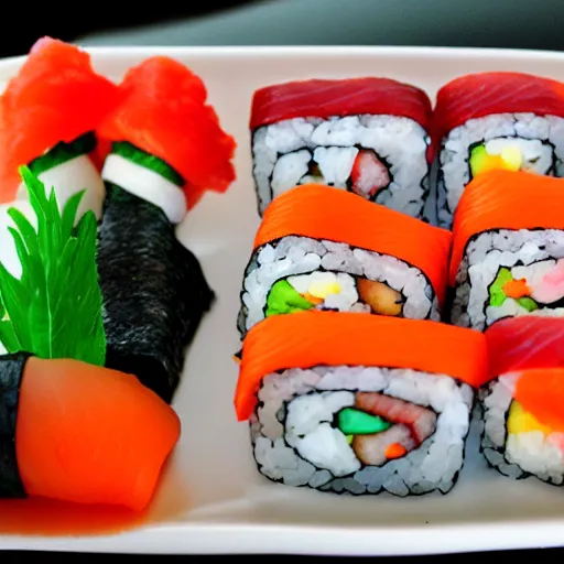 Prompt: sushi made out of candy