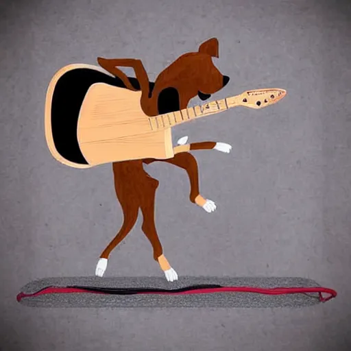 Image similar to dog playing a guitar, cool, rad, amazing, realistic