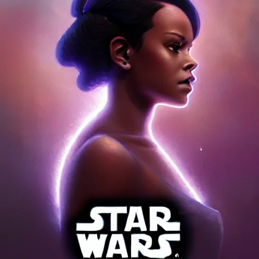 Image similar to star wars with lord Rihanna profile picture by Greg Rutkowski, intricate details, futuristic, volumetric lights, streetwear, studio ghibli, Organic Painting , Matte Painting, geometric shapes, hard edges, trending on the artstation, fantasy LUT, realistic by Sachin Teng + Martin Grip + Moebius + Patrick Gleason, smooth, sharp focus, illustration, art by John Collier and Albert Aublet and Krenz Cushart and Artem Demura and Alphonse Mucha, techwear, Industrial Scifi, detailed illustration, character portrait,