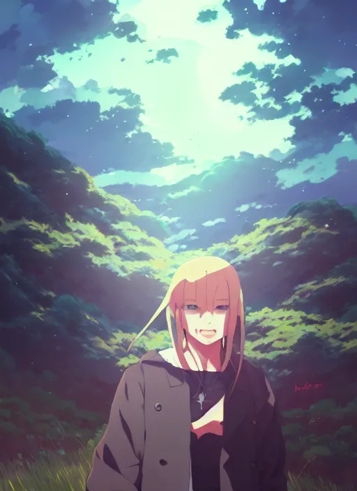 Image similar to portrait of triple h wwe, cloudy sky background lush landscape illustration concept art anime key visual trending pixiv fanbox by wlop and greg rutkowski and makoto shinkai and studio ghibli