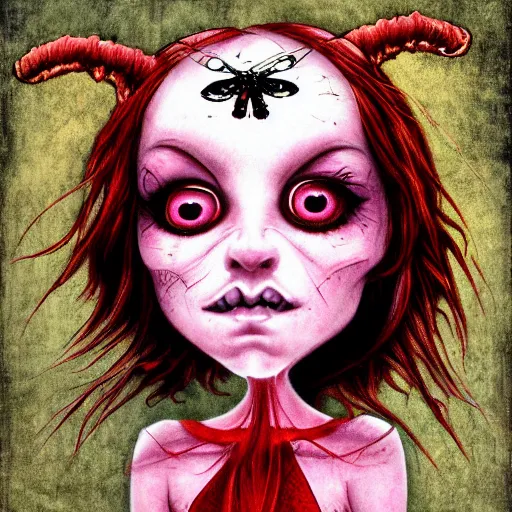 Prompt: a possessed demonic grunge butterfly in the style of mark ryden