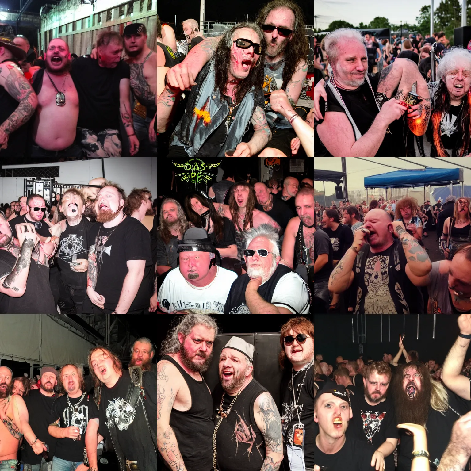 Prompt: OAPs at the metal festival very very drunk, violent, screaming