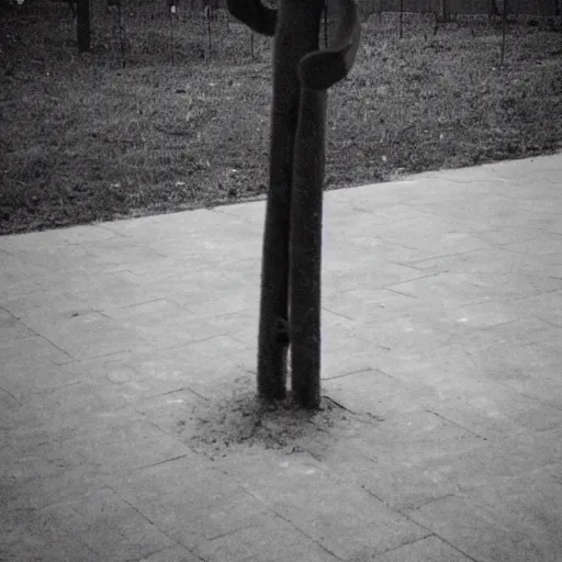 Prompt: scary figure by the playground grainy photo