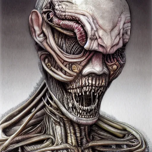 Image similar to bodyhorror portrait of leon trotskiy abomination, photo - realistic, color image, 2 k, highly detailed, by h. r. giger