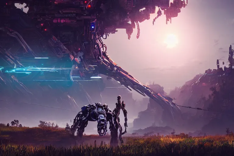 Image similar to stalker machine mecanical creature robot of horizon forbidden west horizon zero dawn bioluminiscence global illumination ray tracing hdr fanart arstation by ian pesty and alena aenami artworks in 4 k