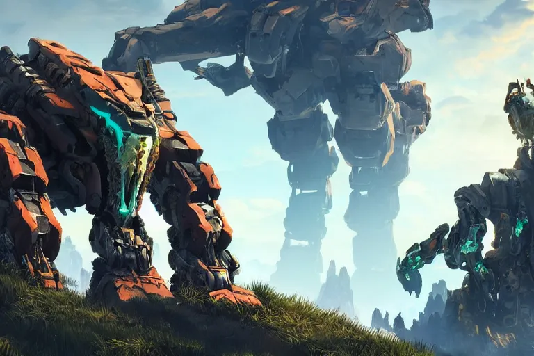 Prompt: tremortusk machine mecha animal beast robot of horizon forbidden west horizon zero dawn bioluminiscence global illumination ray tracing hdr fanart arstation by sung choi and eric pfeiffer and gabriel garza and casper konefal