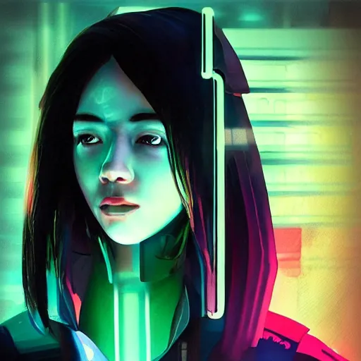 Prompt: “high detail picture of a Cyberpunk girl, in the style of Yulin Li, Kan Liu, Yang Liu, digital art, concept art, neon colors, high contrast, sharp focus, hiperrealist, photorealist, Artstation HQ, DeviantArt, cybernetics, techwear, urban samurai, netrunner, Shadowrun, Cyberpunk 2077, Deus Ex, 4k UHD, Unreal Engine 5”