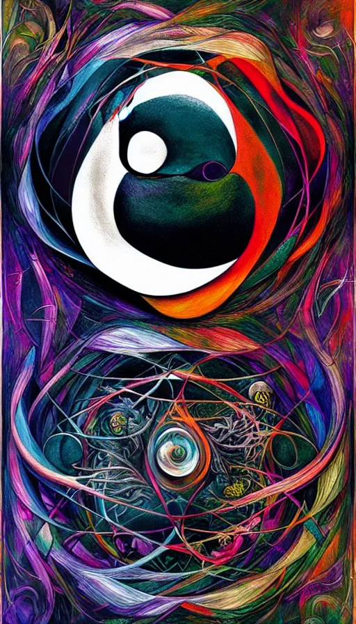 Prompt: Abstract representation of ying Yang concept, by Android jones,