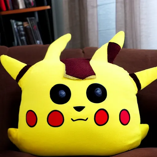 Image similar to a sofa in style of pikachu , photo 4k,