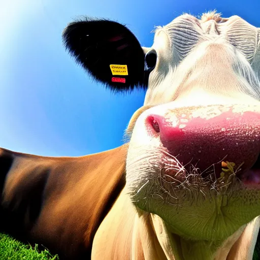 Image similar to fish eyed view of a cow