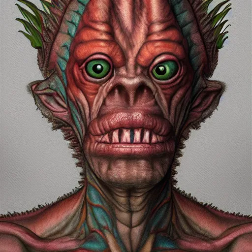 Prompt: lizard person, portrait, hyper realistic, 4k