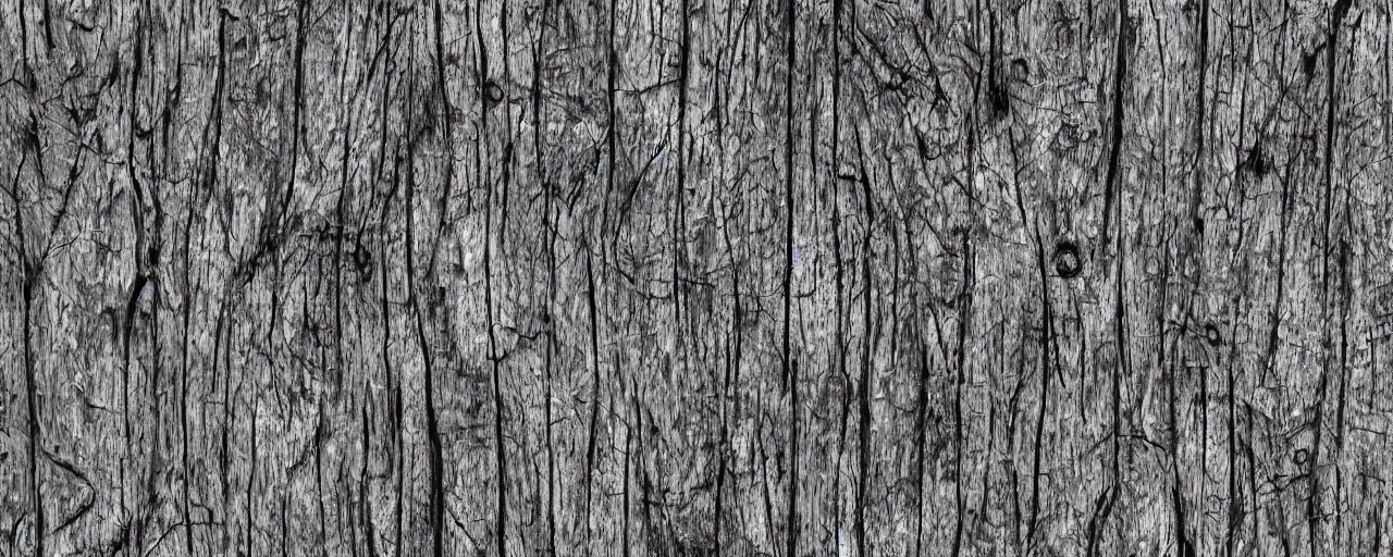 Prompt: 2d aged and worn woodgrain, black and white detailed photorealistic texture