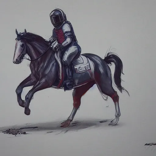 Image similar to concept art of a horse riding on the astronaut