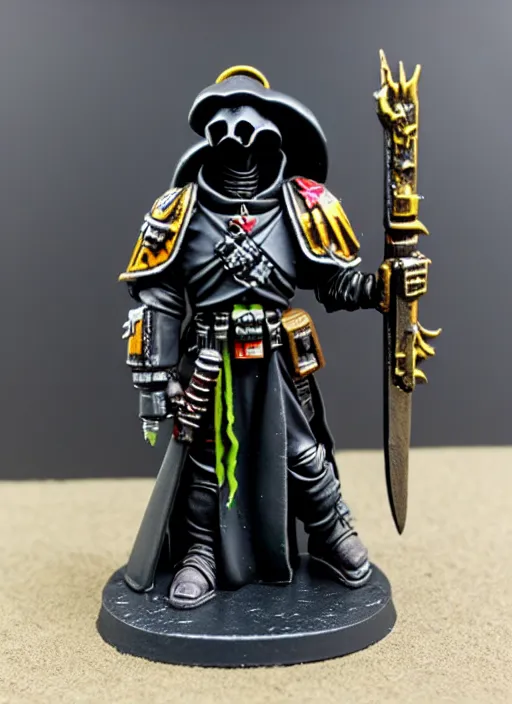 Prompt: 8 0 mm resin detailed miniature of warhammer 4 0 k space marine plague doctor, product introduction photos, 4 k, full body,