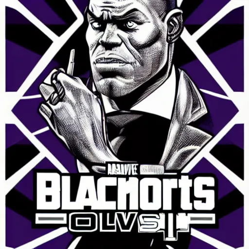 Prompt: president thanos black and white cell shaded digital artwork in the style of grand theft auto five cover art