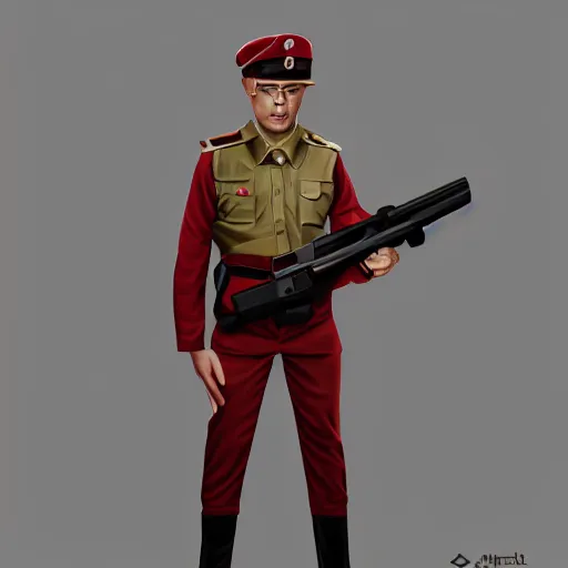 Image similar to possessed skin security officers beige uniform and caps glowing red skin trending on artstation high detail digital painting