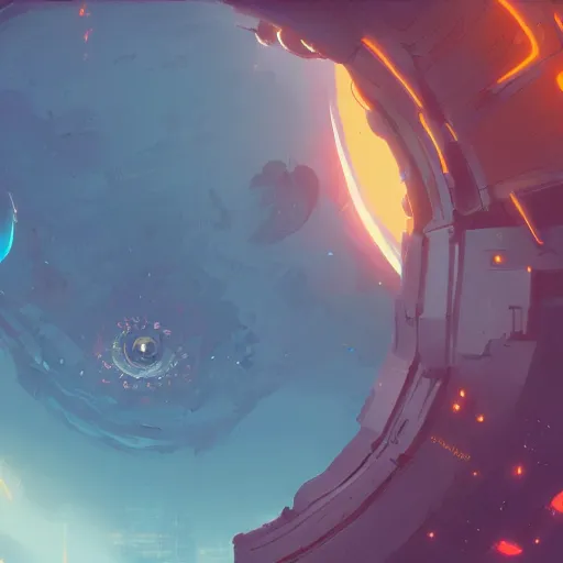 Image similar to hand with and eye in the center, floating in a spiraling abyss, scifi, painted by pedro correa, cory loftis, james gilleard, atey ghailan, makoto shinkai, goro fujita, studio ghibli