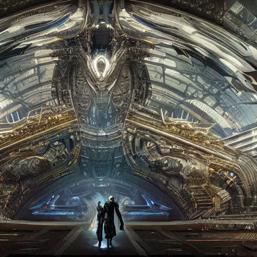 Image similar to futuristic cyberpunk neverending story palace, ultra realistic, concept art, intricate details, serious, highly detailed, photorealistic, octane render, 8 k, unreal engine, art by todd mcfarlane and artgerm and greg rutkowski and alphonse mucha