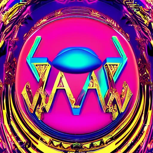 Image similar to a and w vaporwave logo, colorful, digital art, cosmic, 3 d high definition, trending on art station, photorealistic, high resolution, 8 k, octane, hyper detailed, insane details, intricate, elite, ornate, elegant trend, highly detailed and intricate, sharp focus, photography, unreal engine