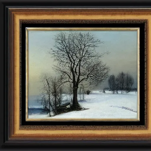 Image similar to early spring, thawed snow, trees, rooks sitting on trees, by alexey savrasov