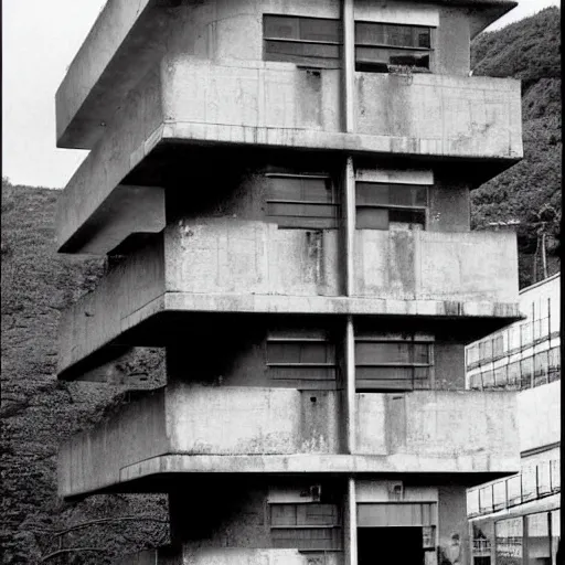 Image similar to beautiful complex brutalist building by Le Corbusier