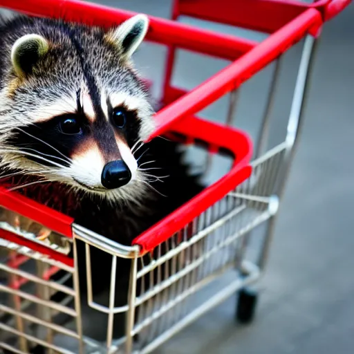 Image similar to raccoon in a shopping cart f 1. 8