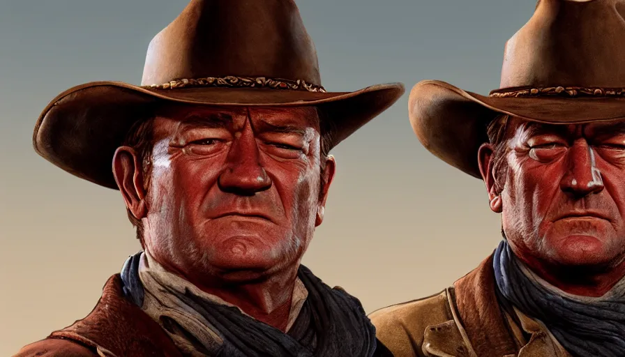 Prompt: John Wayne is Arthur Morgan in Red Dead Redemption 2, hyperdetailed, artstation, cgsociety, 8k