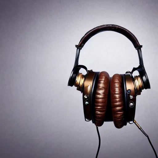 Prompt: steampunk headphones, product photography, studio lighting