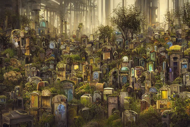 Image similar to elegance futuristic favela graveyard honeybee hive, art nouveau environment, industrial factory, award winning art, epic dreamlike fantasy landscape, ultra realistic,