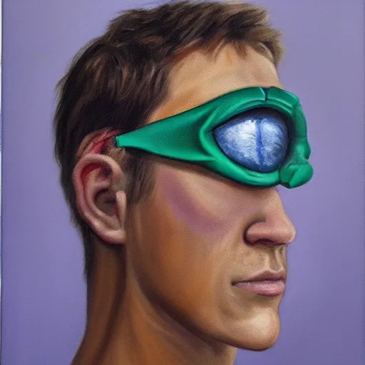 Prompt: hyperrealistic painting of a modern day cyclops
