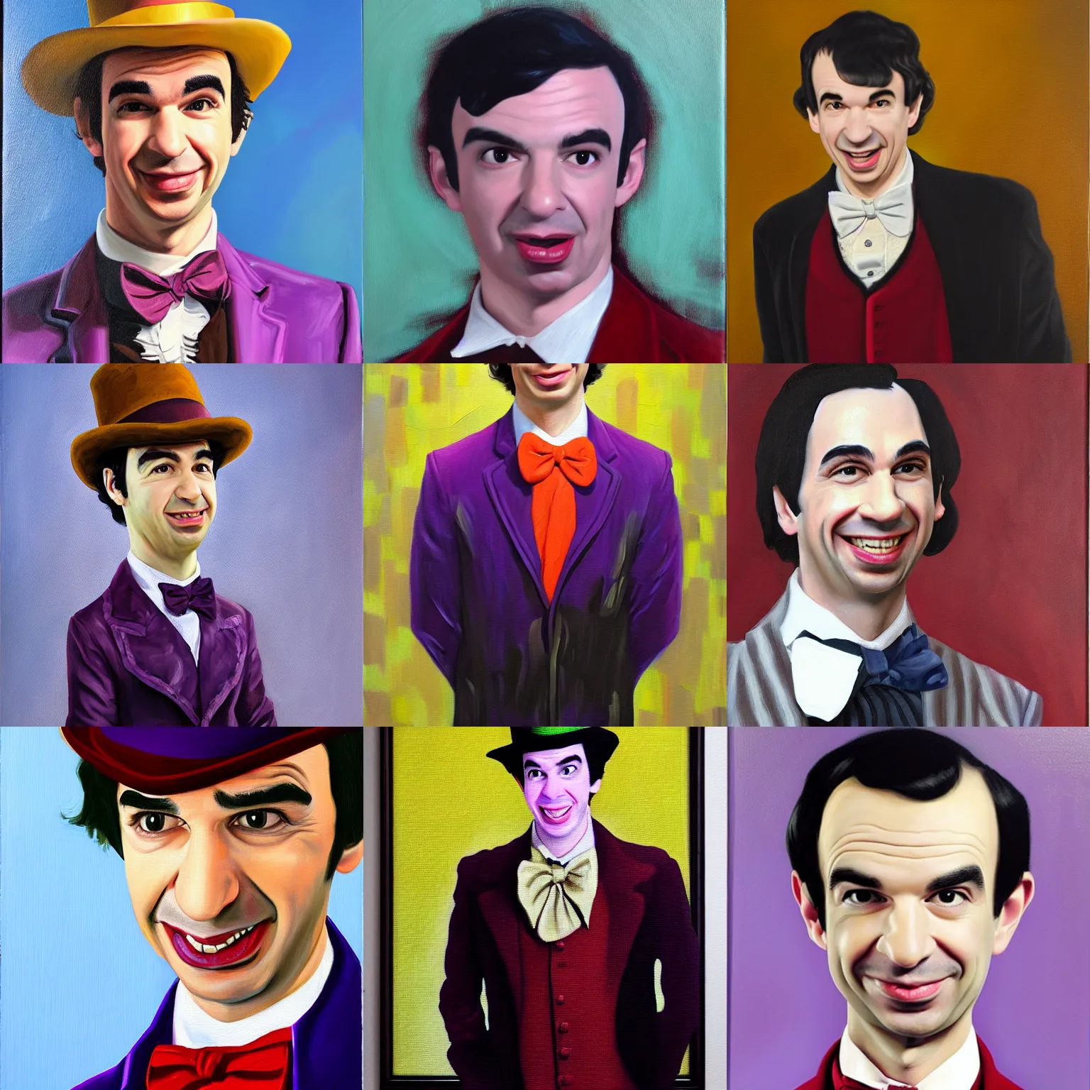 Prompt: nathan fielder as willy wonka, realistic oil painting