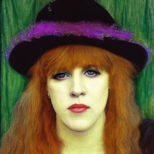 Image similar to amazing preraphaelite painting of stevie nicks in her youth