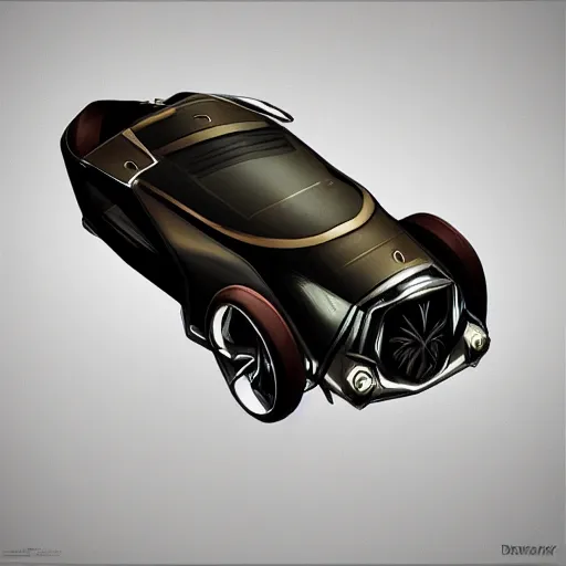 Prompt: dishonored art style retrofuturism car concept