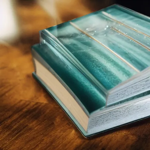 Prompt: a book made of glass