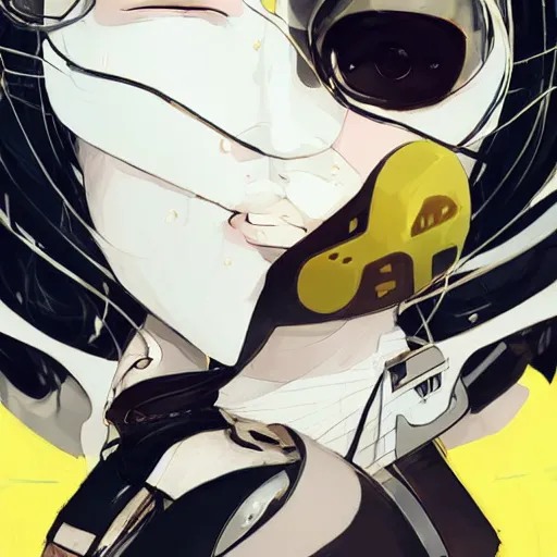 Image similar to luxury advertisement, white and yellow colors. highly detailed post-cyberpunk sci-fi close-up schoolirl in asian city in style of cytus and deemo, mysterious vibes, by Ilya Kuvshinov, by Greg Tocchini, nier:automata, set in half-life 2, beautiful with eerie vibes, very inspirational, very stylish, surrealistic, perfect digital art, mystical journey in strange world, bastion game